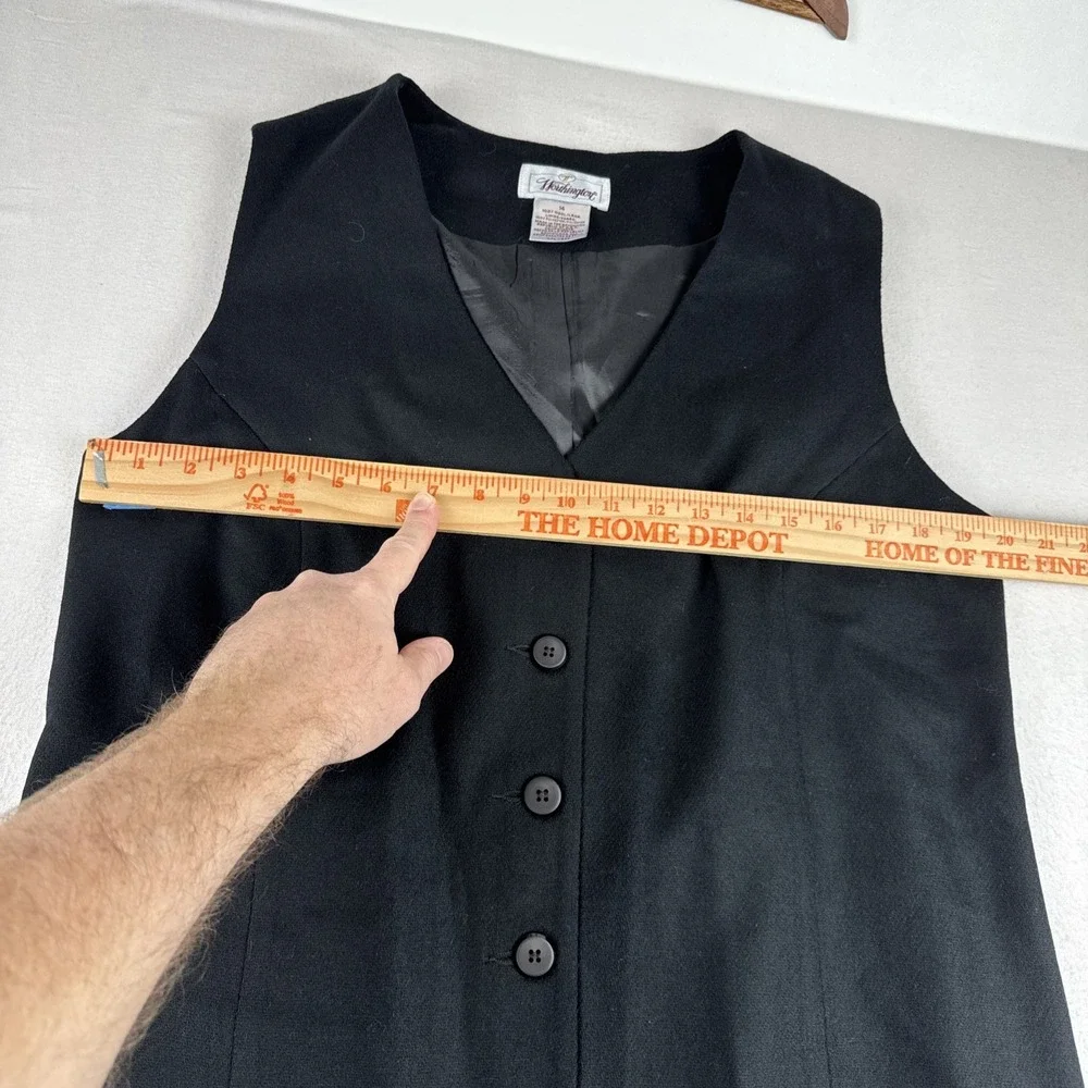 Worthington Womens Black Wool Buttoned Sleeveless Jumper Shift Dress Size 14